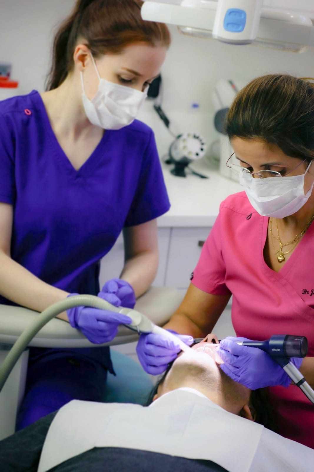 Campos Dental treatment room — a Harrow patient on the in-house plan